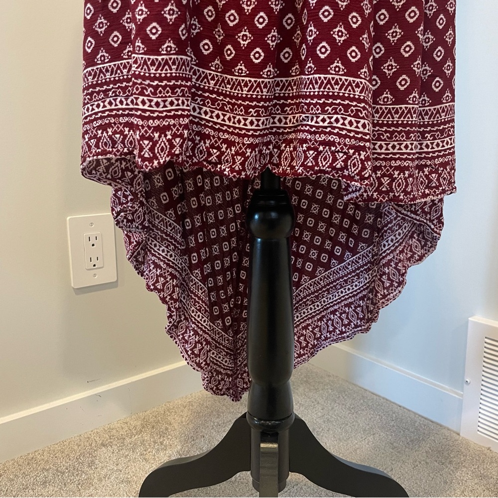 Lily Morgan Red & White Boho Asymmetrical Skirt 💯 Rayon EUC - Picture 5 of 9